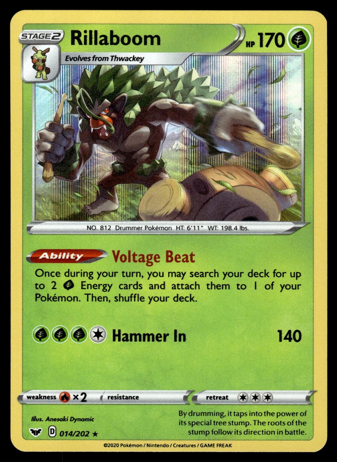 Rillaboom 014/202 Holo Rare Sword & Shield Pokemon Near Mint