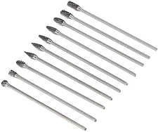 Yakamoz 10Pcs 3mm (1/8") Shank Long Double Cut Tungsten Carbide Burrs Rotary... 