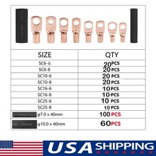 280PCS Car Copper Lug Ring Terminals Cable Electrical Wire Crimp Connectors Kit