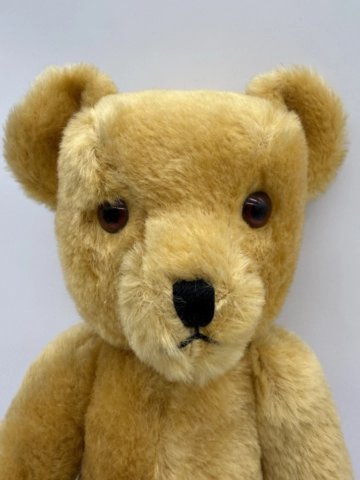 Oso de peluche articulado de lana británica vintage de los 80 Deans Childsplay Toys rubio tostado 16" Foto 4 de 4