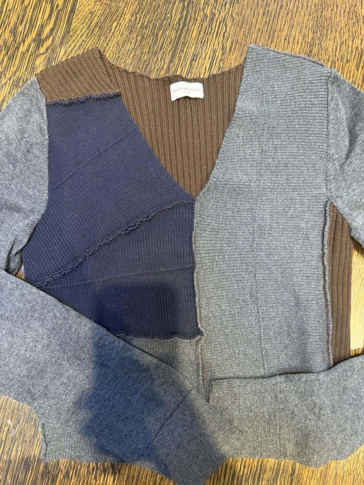 Dries Van Noten Deconstructed patchwork wool swea… - image 5