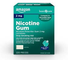 Amazon Basic Care Nicotine Polacrilex Gum 2 mg Arctic Mint Exp 07/25
