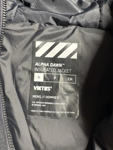 Viktos Alpha Dawn Insulated Jacket Mens S Black Hooded Tactical Packable NWT NEW image 6