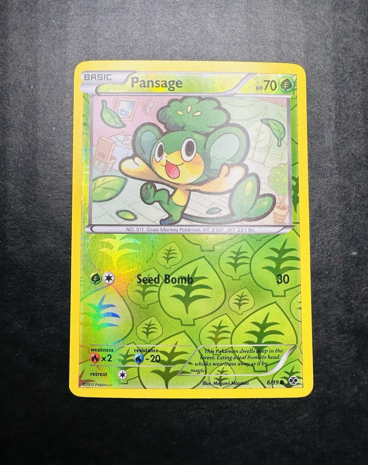 Pokémon TCG Single Card Pansage Reverse Holo Common 6/99 Next Destinies 2012