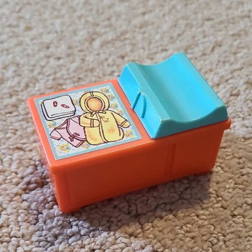 Fisher-Price Little People Changing Table Vintage Accessory Orange Blue 1972