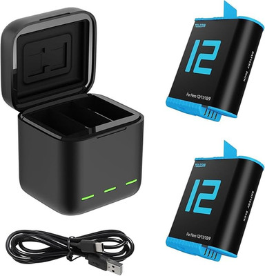 TELESIN Akku-Ladegerät-Set Für Gopro Hero 12 11 10 9 Black, 3er-Pack Ersatzakkus