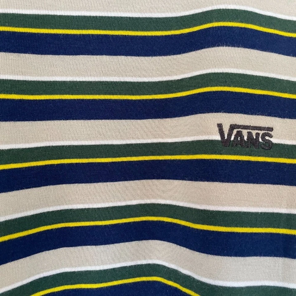 Vans 100% Cotton Green, Navy Striped Skate Short Sleeve Tee / T Shirt Size L - Image 3 of 4