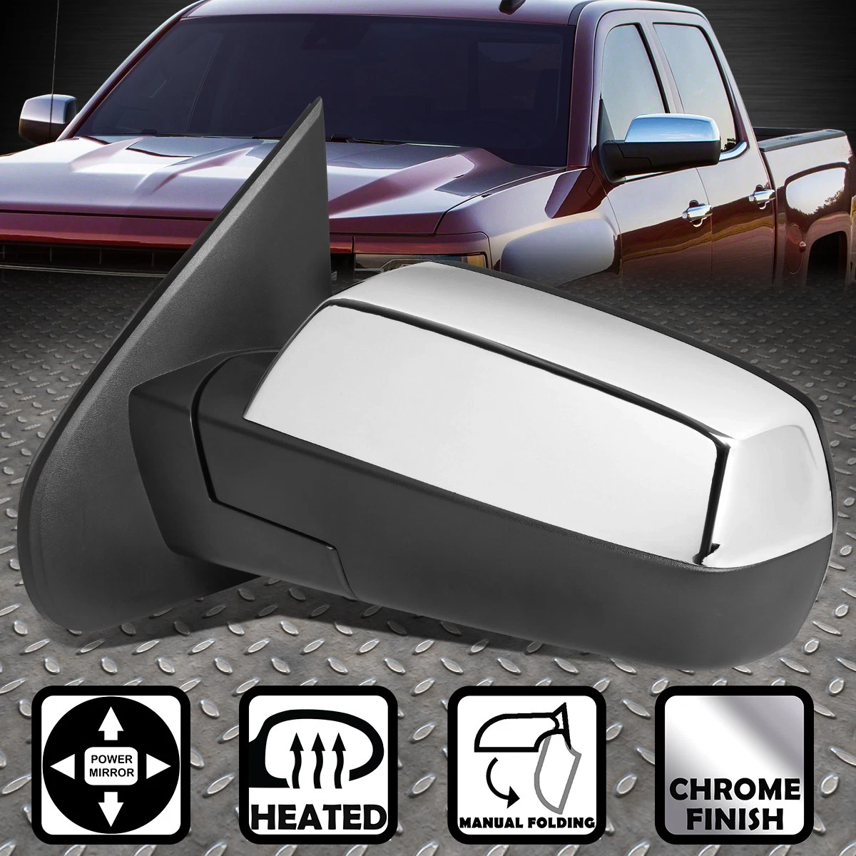 FOR 14-18 CHEVY SILVERADO/GMC SIERRA LEFT POWERED+HEATED TOWING MIRROR CHROME