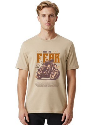 Feel-The-Fear Mens Graphic Tee,100% Cotton,Casual Summer Wear