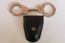 Antique Early 20th Century 1915 Peerless Handcuffs w/ Pouch (No Key)