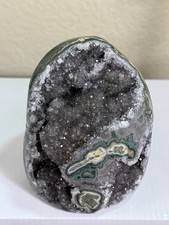 Amethyst Geode Crystal Stromatolite Specimen, Black Amethyst