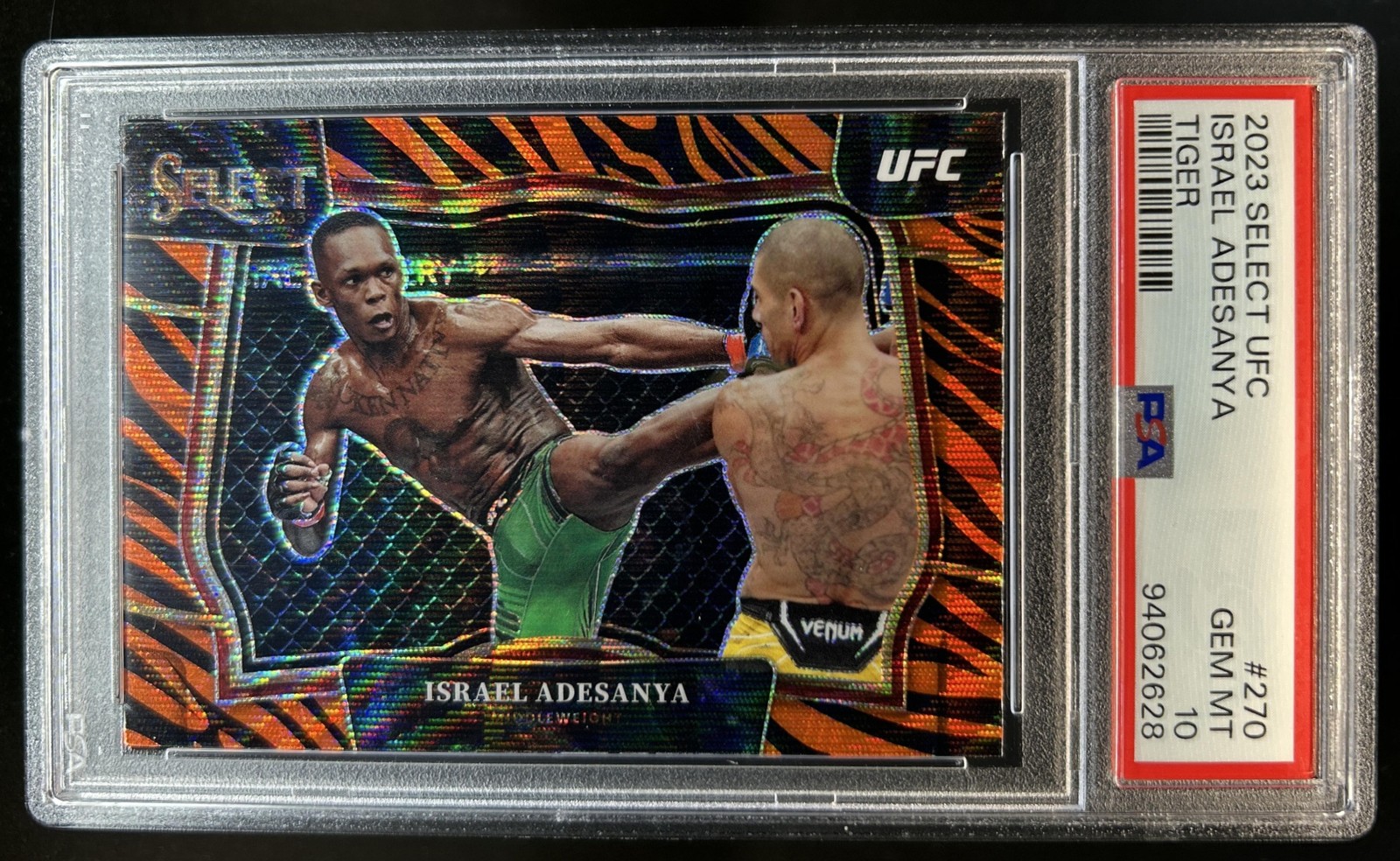 2023 Panini Select UFC Israel Adesanya Tiger Prizm #270 PSA 10 GEM MINT view 1