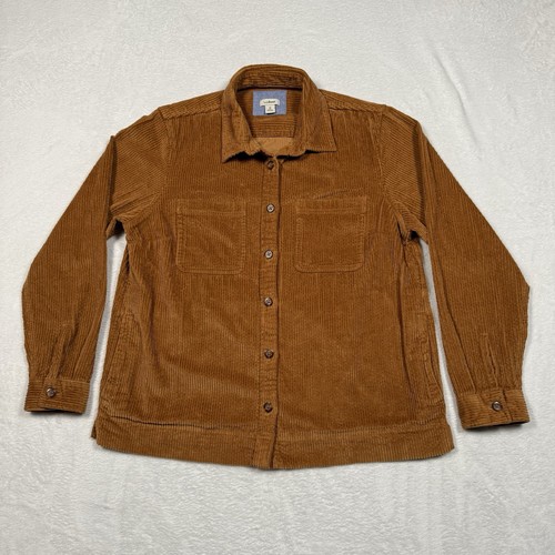 LL Bean Corduroy Shirt Jacket Womens Medium Petite Vintage Shacket Button Up