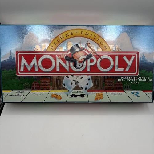 VINTAGE Monopoly Deluxe Edition COMPLETE Parker Brothers 1995 Golden Tokens