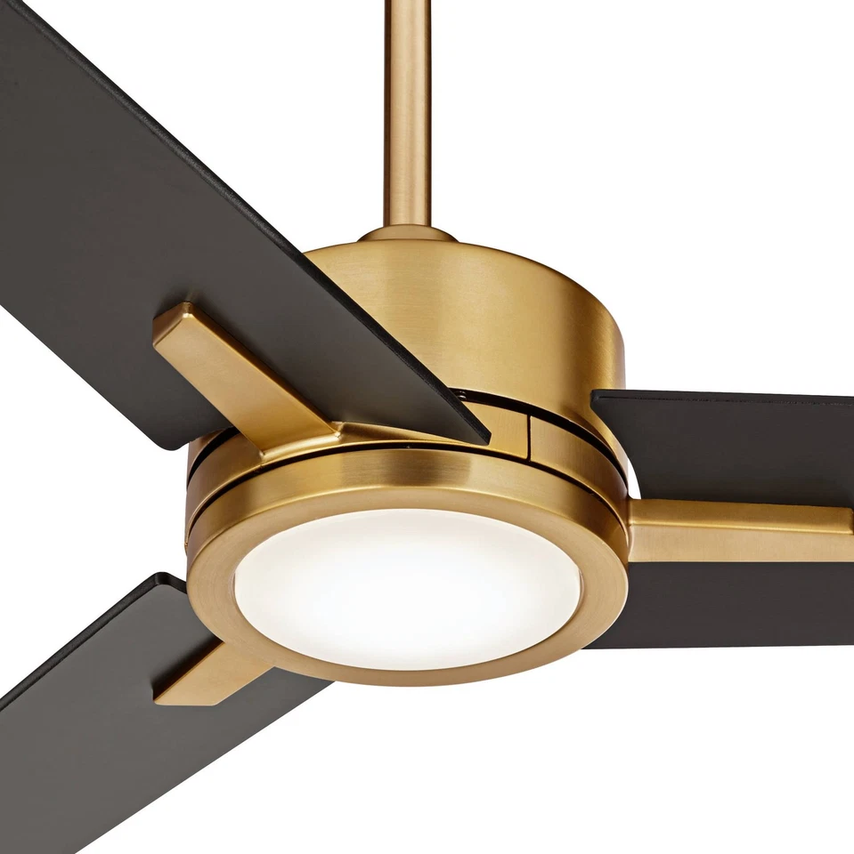 60" Modern 3 Blade Indoor Ceiling Fan Light LED Remote Soft Brass Black House - Image 3 of 4