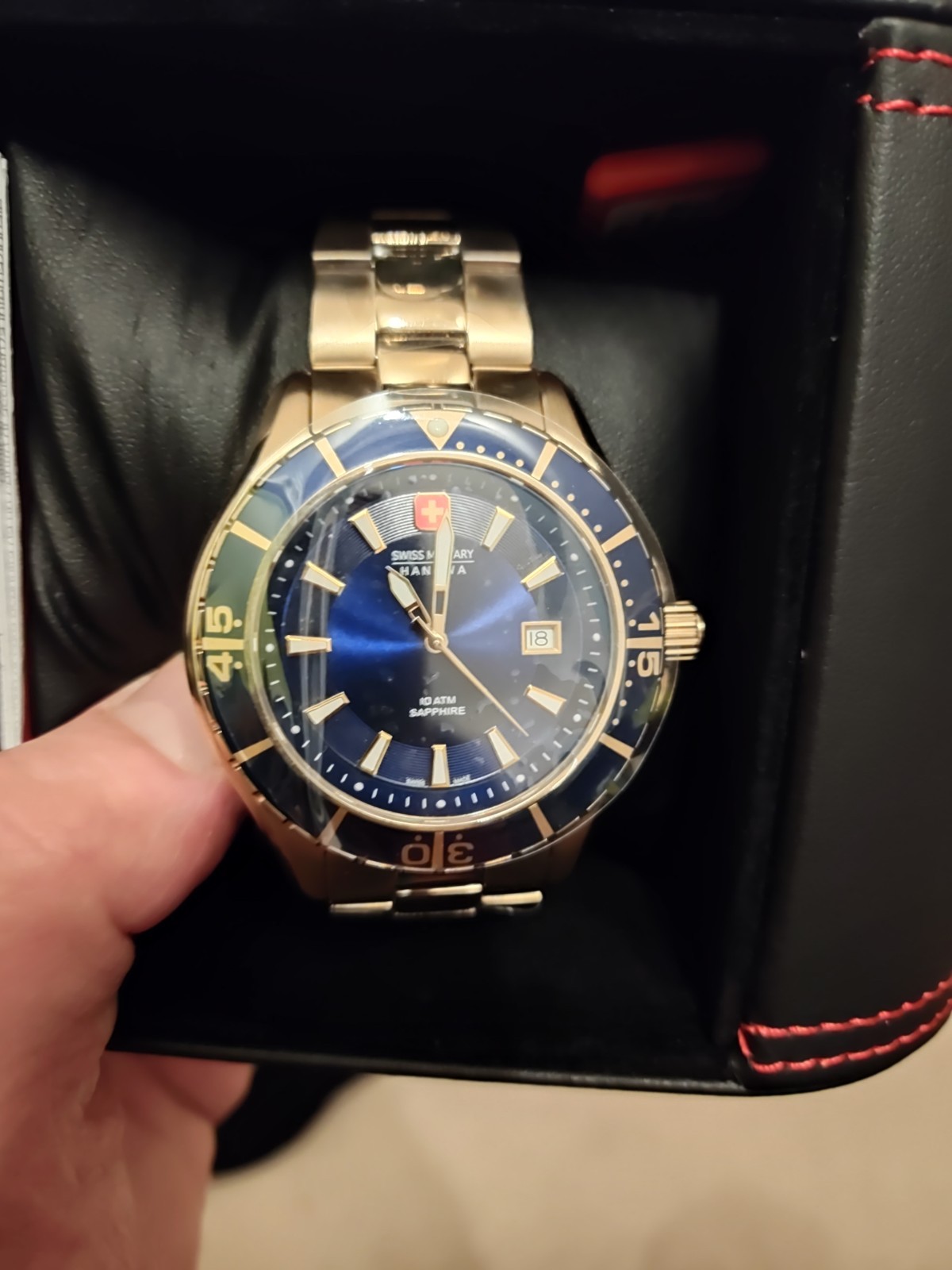 Men's Swiss Military Attitude Day/Date Quartz Watch 42mm Blue Dial