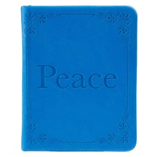 Christian Art Gifts Blue Faux Leather Mini Hardcover Gift Book w/Ribbon | Pe...
