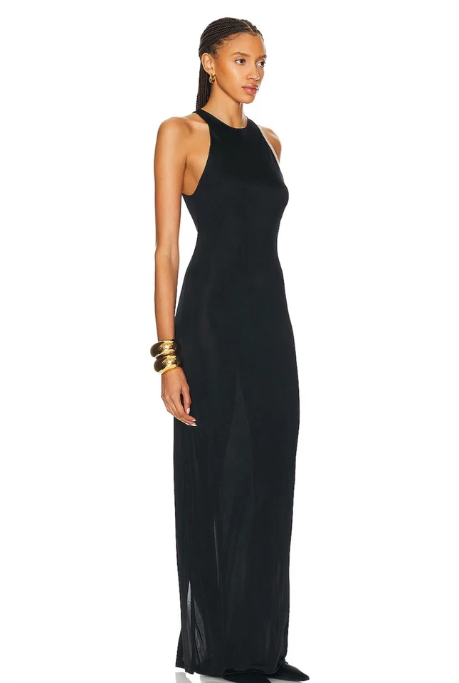 Maxi Vestido Jersey Negro NUEVO CON ETIQUETAS SAINT LAURENT YSL Etiquetas Adjuntas $2690 Foto 2 de 4