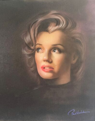 RARE ORIGINAL PAUL KARSLAKE Marilyn Monroe blond 50s icon model OIL PAINTING - Picture 1 of 5