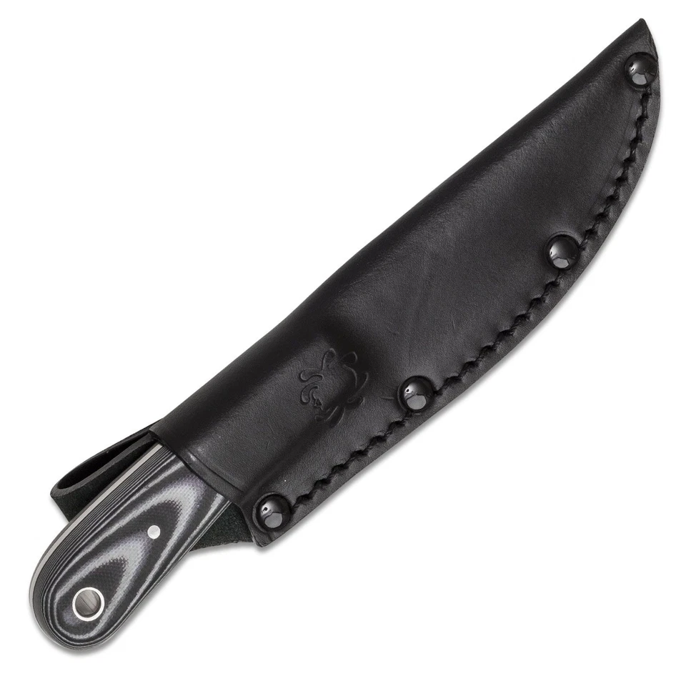 Spyderco Bow River hoja satinada negro/gris asas G-10, funda de cuero FB46GP Foto 3 de 4