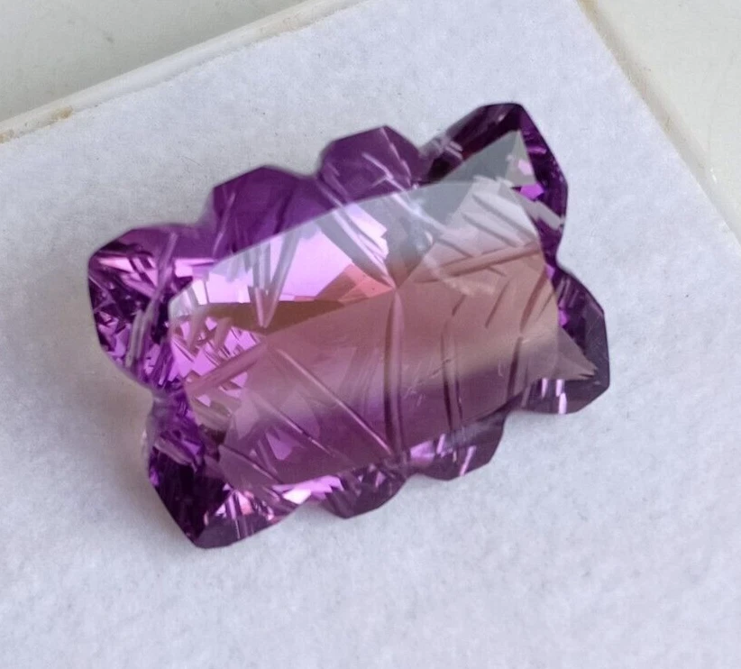 Piedra preciosa suelta natural tallada flor cuadrada amatista mogol 14,80 quilates Foto 2 de 4