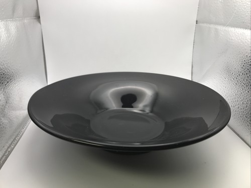 Vintage Black Glass Fruit Bowl Decor Gothic Classy Unique Flared Console 9.75” W - Picture 3 of 10