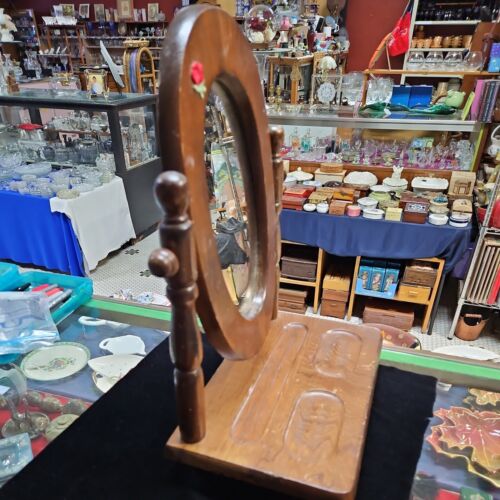 Vintage Mini Vanity Tilt Mirror With Under Shelf Solid Wood - Picture 9 of 9