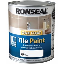 Ronseal One Coat Tile Paint Gloss 750Ml Kitchen Bathroom Tile Paint Black White