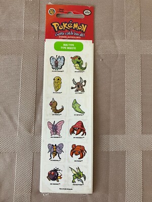 Vintage POKEMON STICKERS 1999 Nintendo NEW & SUPER RARE bug element