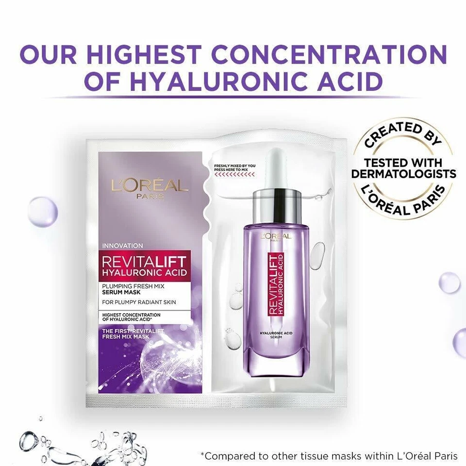 L'Oréal Paris Revitalift Hyaluronic Acid Fresh Mix Serum Sheet Mask, 33 grams - Image 2 of 4