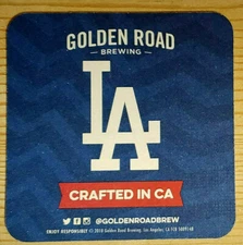 Golden Road Brewing LA (Dodgers)  Beer Coaster  Crafted In CA