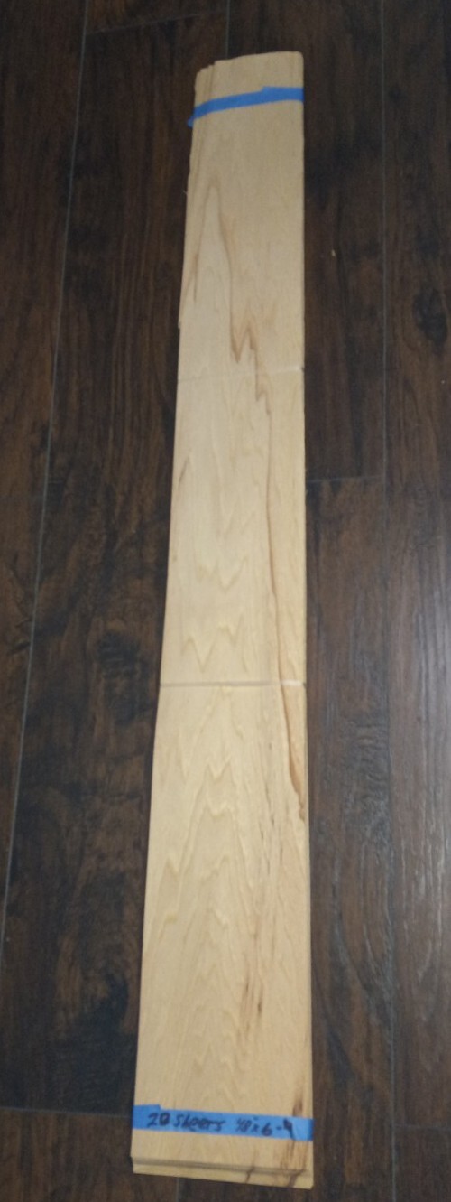 20 Sheets  Hardwood VENEER .6MM - 48" X  6" In.  thin Real Wood