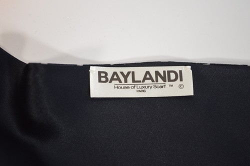 NIB Baylandi House Of Luxury Scarfs 100% Silk Black with Cream Diamonds Scarf - Picture 4 of 4