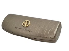 NEW Adrienne Vittadini Beige Hard Clamshell Eyeglasses Case Spring Closure