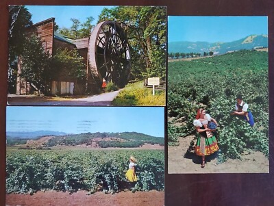 California Grape Vineyard Wineries Vintage Postcard lot of 3 - Napa & Sonoma