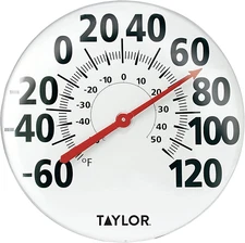 Taylor Extra Large Metal Wall Indoor Outdoor Thermometer, Easy to Read Numbers f