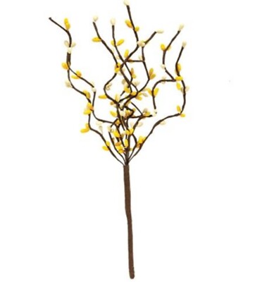 12'' Yellow & Cream Pipberry Floral Pick Decor