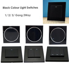Screwless Flat plate Wall light switches Black 1/2/3 Gang 2 Way Matt Black Range