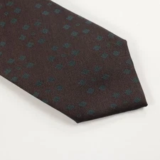 Massimo Bizzocchi NWOT Silk Neck Tie In Brown With Teal Green Geometric Design
