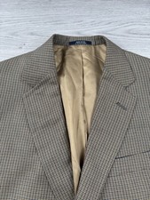 Hart Schaffner Marx Jacket Men 40R Brown Houndstooth Coat Blazer Made in Usa