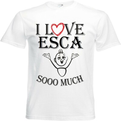 T-Shirt I Love Esca für Damen Herren und Kinder ... in der Farbe Weiss