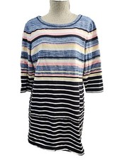 T BY TALBOTS Women's Large Terrycloth 3/4 Sleeve Shift Shirt Sweater Dress