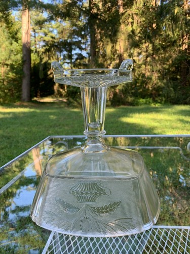 EAPG Flower Pot 8.25" Footed Tall Compote 1870's Clear Non-flint Glass Antique - Picture 11 of 12