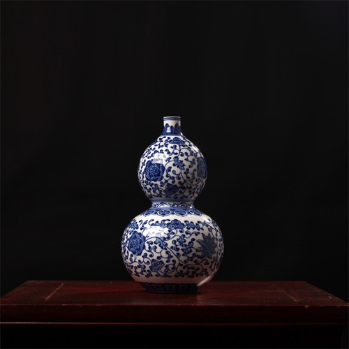Vase Jingdezhen Keramik handbemalt blau-weiß Porzellan Ornamente antik - Bild 4 von 6