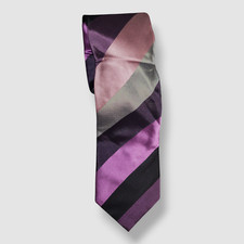 Alfani Men Purple Stripe Textured Silk Self-tie Neck Tie 60 x 3.5