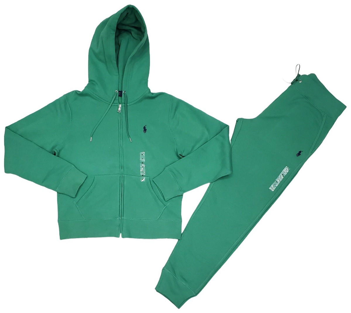 Women Polo Ralph Lauren Green Small Pony Zip Up Hoodie Matching