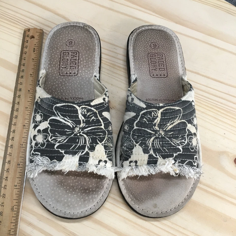 Faded Glory Sandals Womens 9 Kona Slide White Slip On Open Toe Comfort Casual - Image 3 of 4