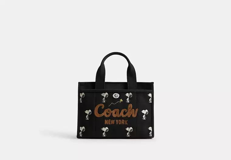 【Coach X Peanuts】スヌピー☆Cargo Tote 26☆2wayトートバッグ COACH x PEANUTS Cargo Tote Bag 26 Snoopy Print Black Multi