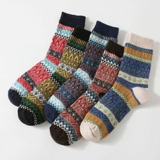 5 Pairs Men's Wool Cashmere Socks Thick Warm Lightning Ripples Casual Soft Socks