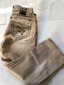 tan rock revival jeans